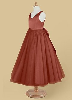 Azazie Marybell Flower Girl Dresses Auburn A-Line Bow Tulle Dress image7
