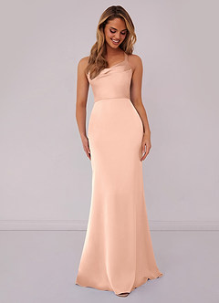 Barbie ♥ Azazie Bridesmaid Dresses English Rose Mermaid Pleated Stretch Satin Dress image1