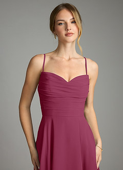 Azazie Ayla Abiti da Damigella Abito A-Line in Chiffon Scollo a Cuore Gelso image3