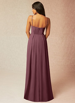 Azazie Kyedae Bridesmaid Dresses Sangria A-Line V-Neck Pleated Chiffon Dress image2