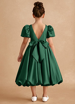 Azazie Jellybean vestidos de niña de las flores Vestido de Verde Oscuro de Satin Mate de Princesa con Volante image2