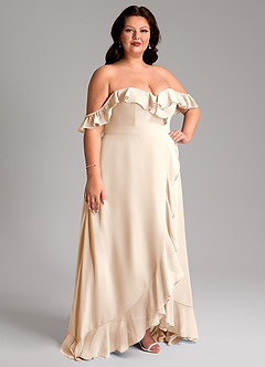 Azazie Lyra Bridesmaid Dresses White Alabaster A-Line Chiffon Convertible Dress image13