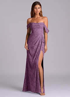 Azazie Johana Bridesmaid Dresses Wisteria Mermaid Off the Shoulder Floral Burnout Convertible Dress image3