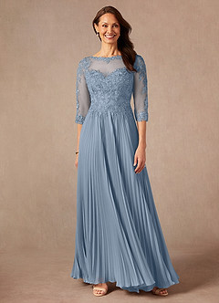 Azazie Corinne Mother of the Bride Dresses Dusty Blue A-Line Sequins Chiffon Dress image1