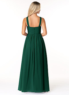 Azazie Elvira Bridesmaid Dresses Emerald A-Line Pleated Chiffon Dress image2