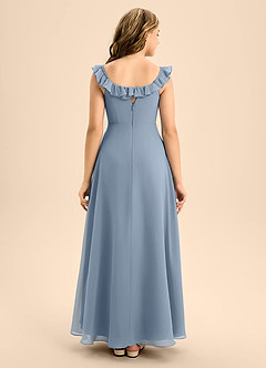 Azazie Callie Junior Dusty Blue A-Line Ruched Chiffon Dress image2