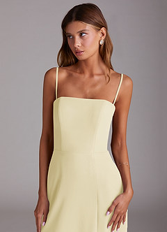 Azazie Wren Brautjungfernkleider A-Linie Schulterfrei Chiffon Kleid Zitronensorbet image6