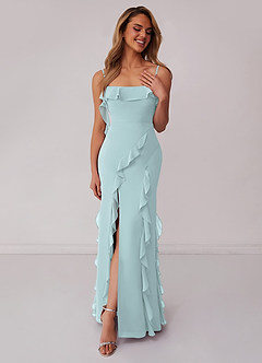 Barbie ♥ Azazie Bridesmaid Dresses Mist Sheath Bow Chiffon Dress image3