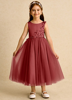Azazie Malva vestidos de niña de las flores Vestido de Óxido de Tul de Princesa con Lazo image3