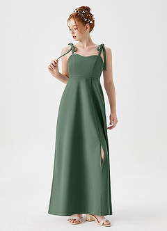 Azazie Rosey Junior Eucalyptus A-Line Sweetheart Neckline Stretch Crepe Dress image4