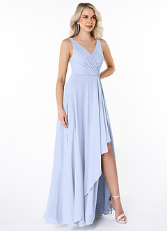 Azazie Calvi Brautjungfernkleider A-Linie Gestreift Chiffon Kleid Eis image3