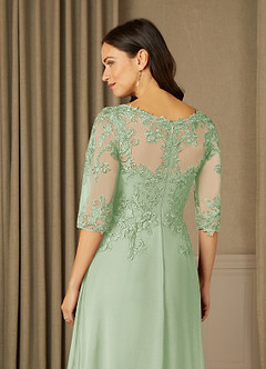 Azazie Dorella Abiti per la Madre della Sposa Abito A-Line in Chiffon Pizzo Verde Salvia image6