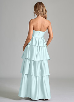 Azazie Faye Robes de demoiselle d'honneur Robe Trapèze en Satin extensible Rayé Verre De Mer image7