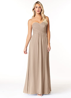Azazie Yazmin Bridesmaid Dresses Taupe A-Line Sweetheart Neckline Chiffon Convertible Dress image4