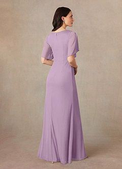 Azazie Selah Mother of the Bride Dresses Wisteria A-Line V-Neck ruched Mesh Dress image4