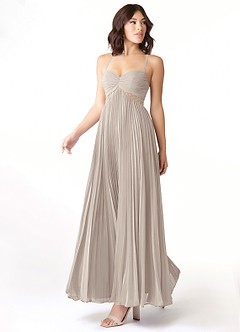 Azazie Devyn At-home Try On Dresses Frost A-Line Corset Chiffon Dress image3