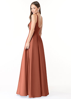 Azazie Neve Brautjungfernkleider Ballkleid mit Taschen Stretch-Satin Kleid Lehm image4