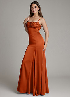 Azazie Avira Final Sale Burgundy Mermaid Stretch Satin Dress image6