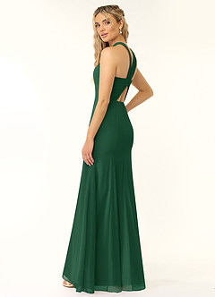Azazie Rue Brautjungfernkleider A-Linie Halter Chiffon Kleid Dunkelgrün image5