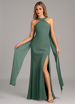 Azazie Kinsley Robes de demoiselle d'honneur Robe Sirène en Mousseline de soie Plissée Mousse De Mer image5