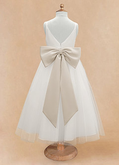 Azazie Lea Flower Girl Dresses Frost A-Line Spaghetti Strap Tulle Dress image7