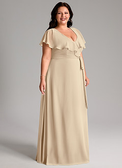 Azazie Lainey Bridesmaid Dresses Champagne A-Line with Pockets Chiffon Dress image11