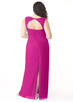 Azazie Flori Bridesmaid Dresses Fuchsia Sheath Square Neckline Chiffon Dress image8