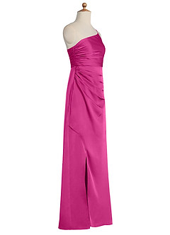 Azazie Eren Junior Vestido de Fucsia de Satén Elástico de Recto con Plisado image6