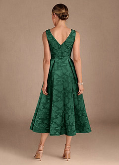 Azazie Fulton Kleider für die Brautmutter A-Linie Plissee Blumen-Burnout Kleid Dunkelgrün image3