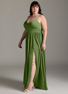 Azazie Zeya Brautjungfernkleider A-Linie Plissee Stretch-Satin Kleid Wacholder image13