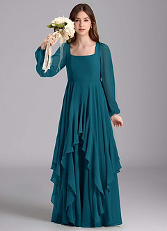 Azazie Clara Junior Klänning av A-Line i Chiffong Blouson image3