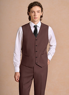 front James Espresso Structured Stretch Suit Vest