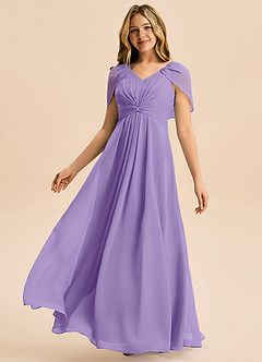 Azazie Emma Junior Robe Trapèze en Mousseline de soie Plissée Tahiti image4