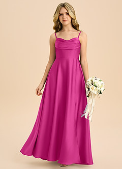 Azazie Bear Junior Fuchsia A-Line Sweetheart Neckline Stretch Satin Dress image3