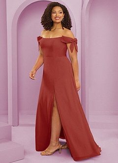 Barbie ♥ Azazie Bridesmaid Dresses Terracotta A-Line Off the Shoulder Chiffon Convertible Dress image13