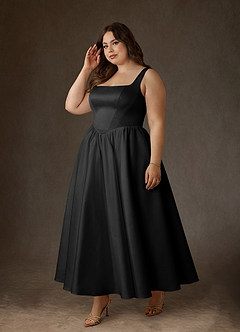 Azazie Verina Robes de mariée Robe Trapèze en Satin Avec poches Noir image9