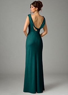 Azazie Kieryn Bridesmaid Dresses Peacock Mermaid Pleated Stretch Satin Dress image6