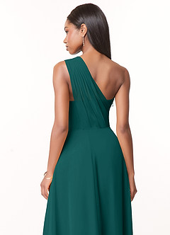 Azazie Ashley Bridesmaid Dresses Peacock A-Line Ruched Chiffon Dress image3
