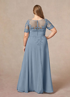 Azazie Raissa Mother of the Bride Dresses Dusty Blue A-Line Lace Chiffon Dress image10