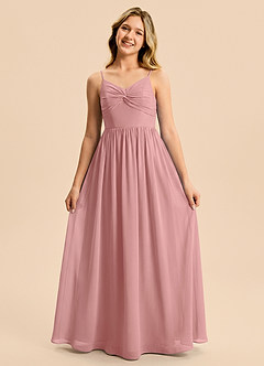 Azazie Zeya Junior Vestido Rosa Polvorienta de Gasa de Corte en A image5