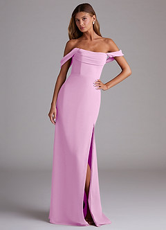 Azazie Saige Bridesmaid Dresses Candy Pink A-Line Off the Shoulder Chiffon Convertible Dress image4