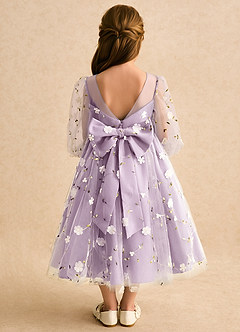 Azazie Elowen vestidos de niña de las flores Vestido Glicinia de Encaje de Línea A con Escote corazón image2