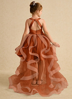 Azazie Julietta Flower Girl Dresses Burnt Orange Ball-Gown Convertible Tulle Dress image1