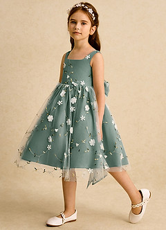 Azazie Bean vestidos de niña de las flores Vestido de Eucalipto de Tul de Princesa con Sin mangas image5