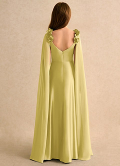 Azazie Rosita Girls Formal Flower Girl Dresses Canary A-Line Pleated Stretch Satin Dress image2