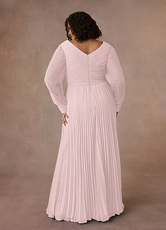 Azazie Zina Mother of the Bride Dresses Blushing Pink A-Line Pleated Chiffon Dress image8
