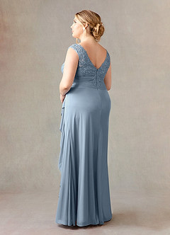 Azazie Edelin Mother of the Bride Dresses Dusty Blue A-Line Sweetheart Neckline Pleated Mesh Dress image11
