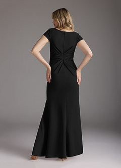 Azazie Tana Venta final Vestido de Negro de Crepé elástico de Corte Sirena con Cuello en V plisado image5