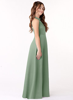Azazie Laurel Junior Matcha A-Line Stretch Satin Dress image2