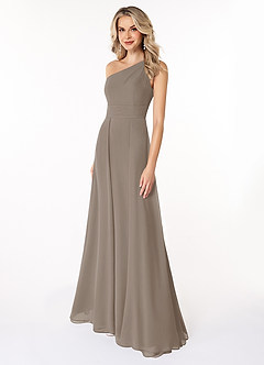 Azazie Dallas Jurken voor bruidsmeisjes Jurk van Chiffon met A-Lijn One-Shoulder Taupe image1